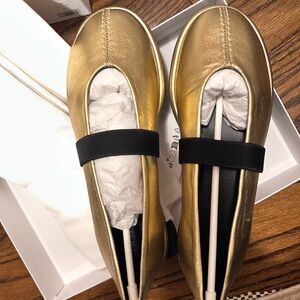ME+EM Gold Flats with Black Strap